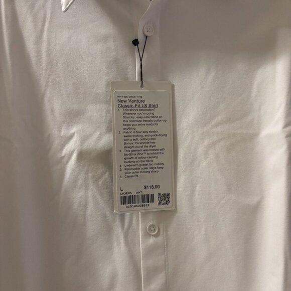 Lululemon New Venture Classic-Fit LS Shirt – White, Large - Picture 4 of 6
